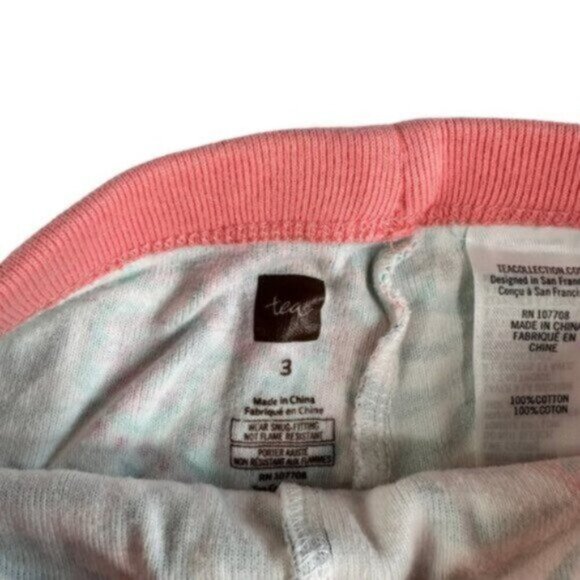 Tea Collection | Peach & Green Floral Print PJ Girl Set Size 3T - Picture 4 of 7